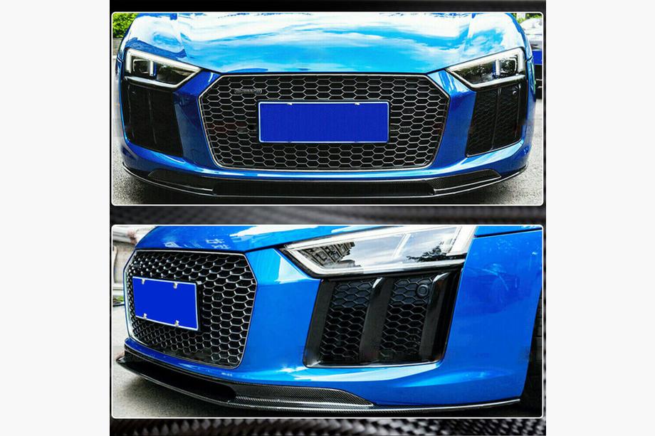 Audi R8 2015- рр. Накладка на передній бампер Lip V2 (2015-2020, Карбон) Фото 3