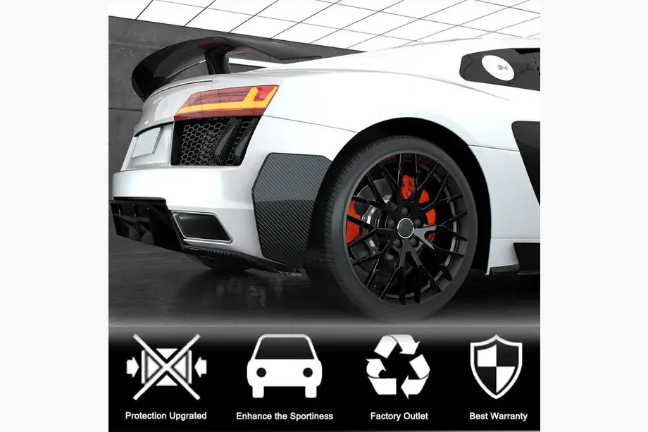 Audi R8 2015- рр. Накладки на задній бампер (2015-2020, Карбон) Фото 3