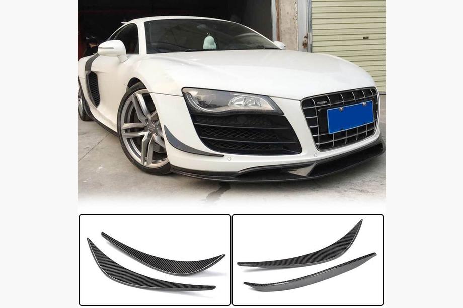Audi R8 2006-2015 рр. Накладки на передній бампер (Карбон) Фото 1