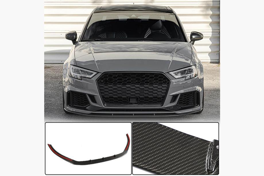 Audi A3 2012-2020 рр. Накладки на передній бампер V5 (для RS3 Sedan 2017-2020, Карбон) Фото 1