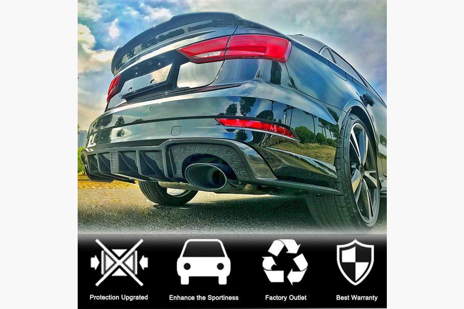 Audi A3 2012-2020 рр. Задній дифузор бампера (Карбон) (З LED стоп-сигналом) V2 Фото 2