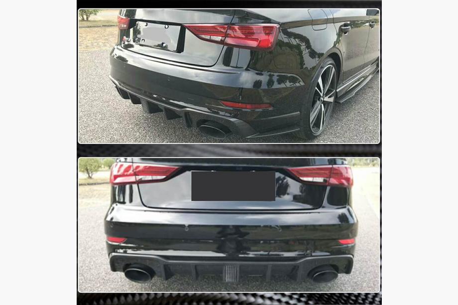 Audi A3 2012-2020 рр. Задній дифузор бампера (Карбон) (З LED стоп-сигналом) V2 Фото 3