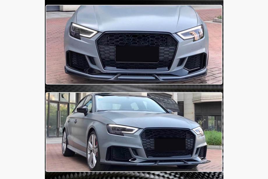 Audi A3 2012-2020 рр. Накладки на передній бампер V3 (для RS3 Sedan 2017-2020, Карбон) Фото 3