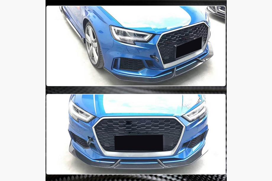 Audi A3 2012-2020 рр. Накладки на передній бампер V3 (для RS3 Sedan 2017-2020, Карбон) Фото 4