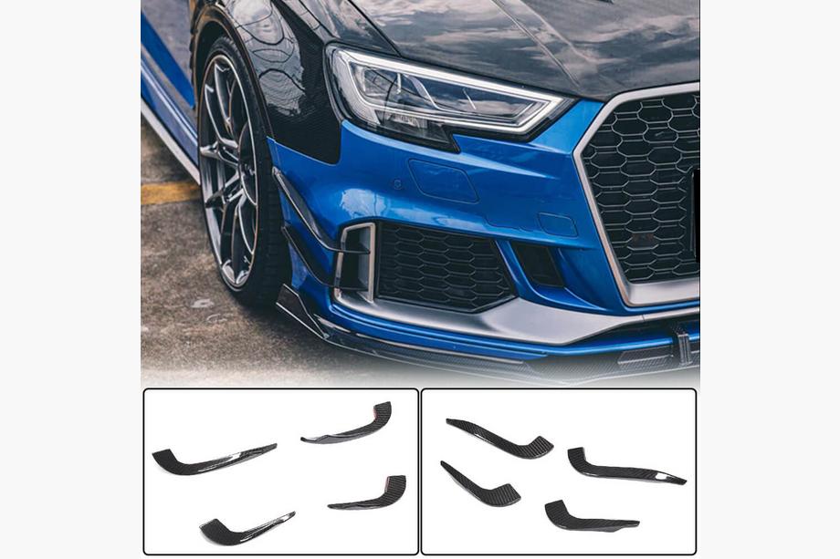Накладки на передній бампер V2 (для RS3 SD 2017-2020, Карбон) Image