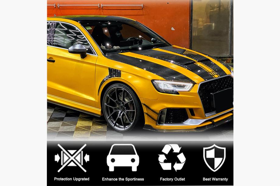 Audi A3 2012-2020 рр. Накладки на передній бампер V2 (для RS3 Sedan 2017-2020, Карбон) Фото 3
