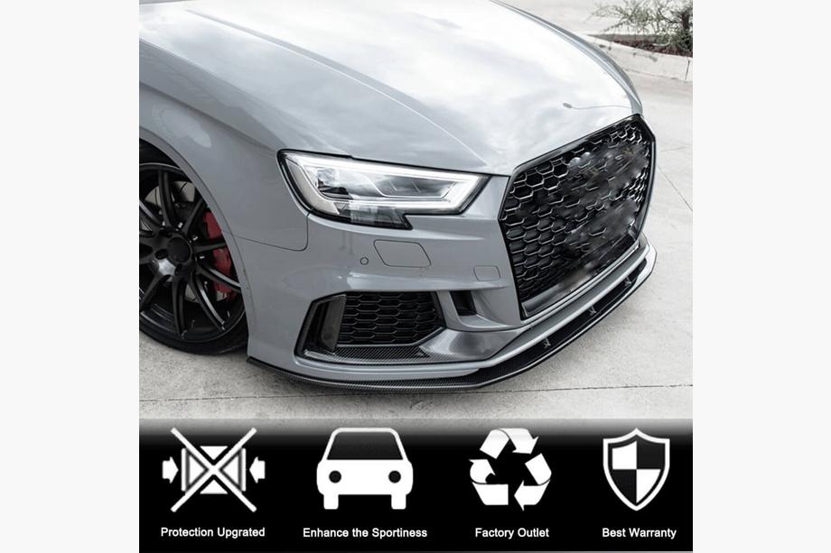 Audi A3 2012-2020 рр. Накладки на передній бампер V1 (для RS3 Sedan 2017-2020, Карбон) Фото 3
