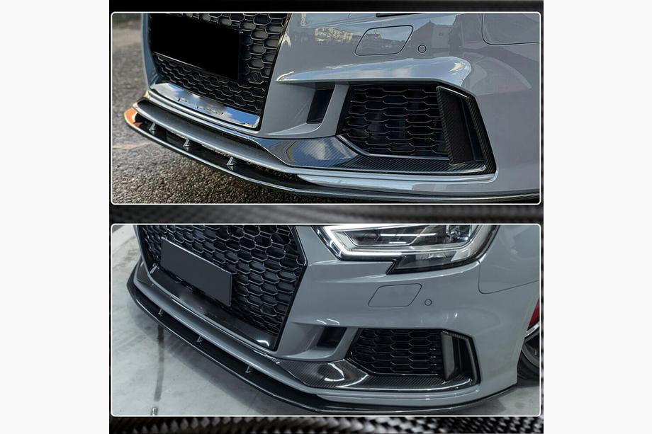 Audi A3 2012-2020 рр. Накладки на передній бампер V1 (для RS3 Sedan 2017-2020, Карбон) Фото 4