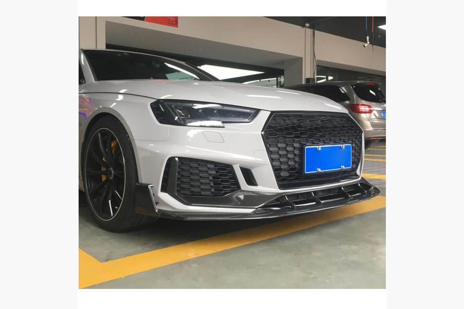 Audi A4 B9 2015-2024 рр. Накладка на передній бампер Lip V1 (для RS4 Avant 2019-2021, Карбон) Фото 3