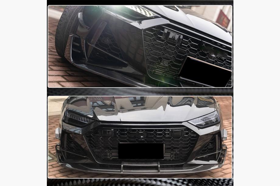 Audi A7 2018- рр. Накладки на вентиляційні отвори переднього бампера V1 (для RS7 2018-2022, Сухий карбон) Фото 4