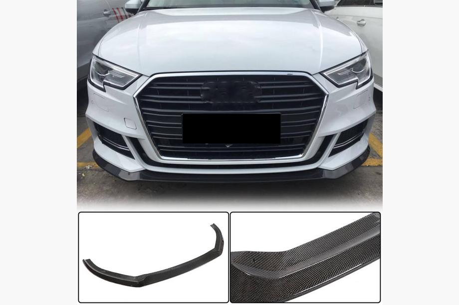 Audi A3 2012-2020 рр. Накладка на передній бампер Lip V5 (для S-Line Sedan 2017-2020, Карбон) Фото 1