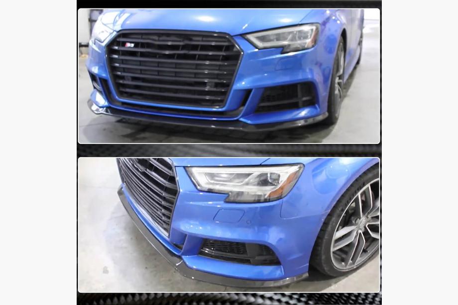 Audi A3 2012-2020 рр. Накладка на передній бампер Lip V5 (для S-Line Sedan 2017-2020, Карбон) Фото 4