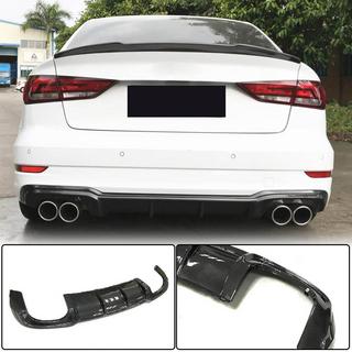 Дифузор заднього бампера V5 (для S-Line Sedan 2017-2020, Карбон) Audi A3 2012-2020 рр. фото 1