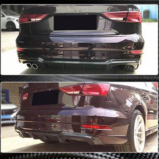 Дифузор заднього бампера V5 (для S-Line Sedan 2017-2020, Карбон) Audi A3 2012-2020 рр. фото 3