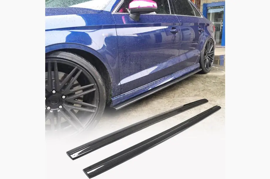 Audi A3 2012-2020 рр. Бокові пороги V3 (для S-Line Sedan, Карбон) Фото 1