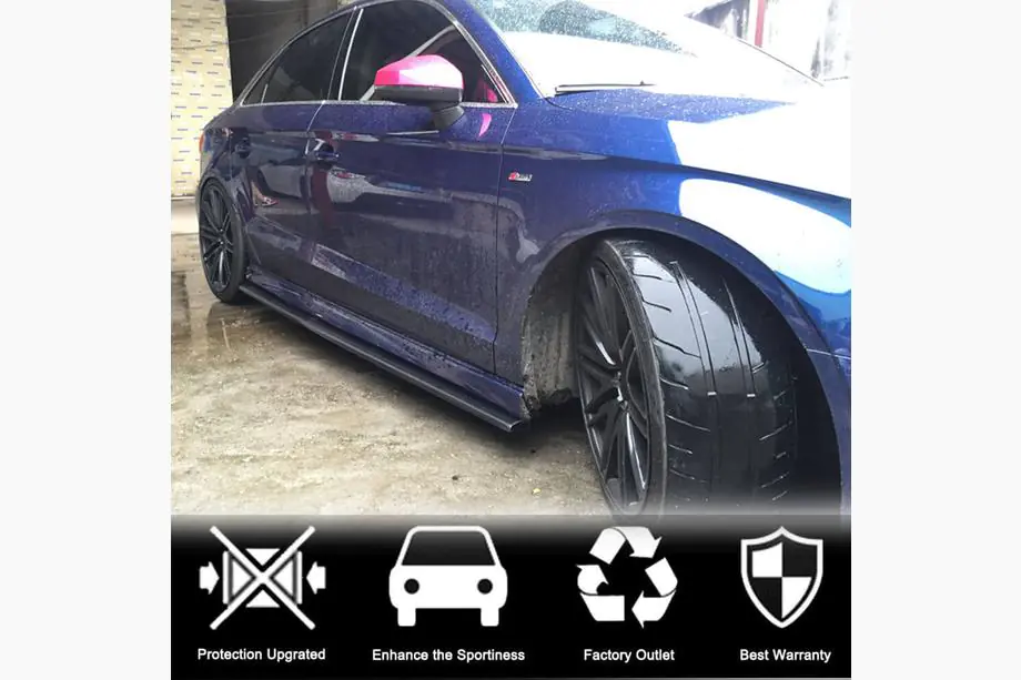 Audi A3 2012-2020 рр. Бокові пороги V3 (для S-Line Sedan, Карбон) Фото 3
