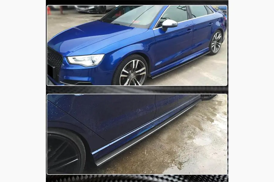Audi A3 2012-2020 рр. Бокові пороги V3 (для S-Line Sedan, Карбон) Фото 4