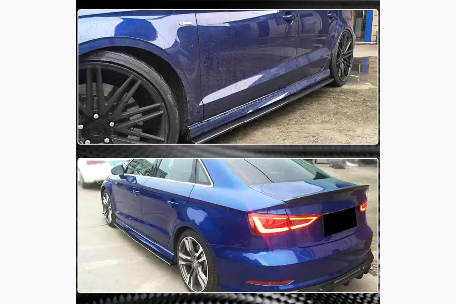 Audi A3 2012-2020 рр. Бокові пороги V3 (для S-Line Sedan, Карбон) Фото 5