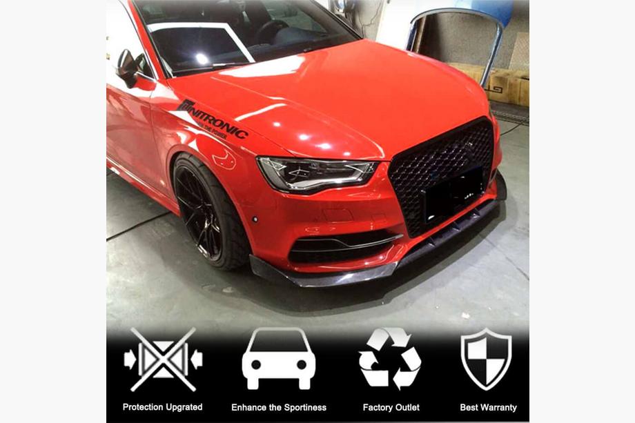 Audi A3 2012-2020 рр. Накладка на передній бампер Lip V2 (для S-Line Sedan 2012-2016, Карбон) Фото 2
