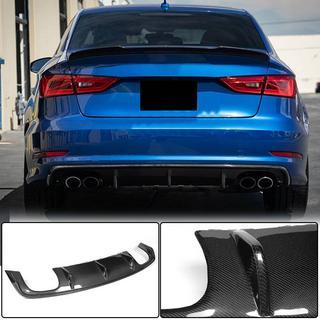 Дифузор заднього бампера V2 (для S-Line Sedan 2012-2016, Карбон) Audi A3 2012-2020 рр. фото 2