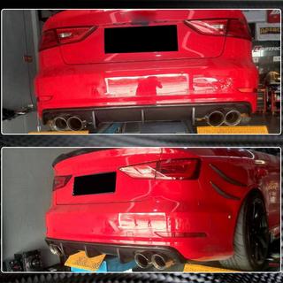 Дифузор заднього бампера V2 (для S-Line Sedan 2012-2016, Карбон) Audi A3 2012-2020 рр. фото 4