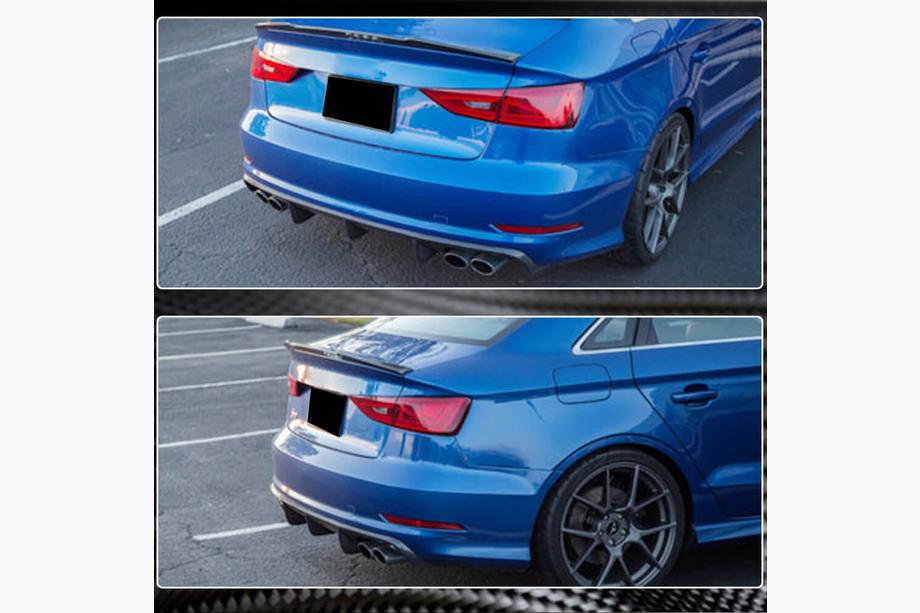 Audi A3 2012-2020 рр. Дифузор заднього бампера V2 (для S-Line Sedan 2012-2016, Карбон) Фото 5