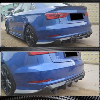 Дифузор заднього бампера V1 (для S-Line Sedan 2012-2016, Карбон) Audi A3 2012-2020 рр. фото 3