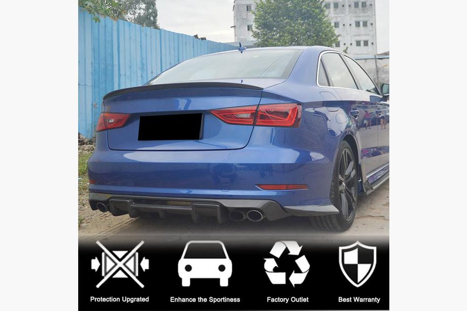Audi A3 2012-2020 рр. Дифузор заднього бампера V1 (для S-Line Sedan 2012-2016, Карбон) Фото 2