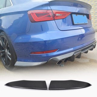 Накладки на задній бампер Flap (для S-Line Sedan 2012-2016, Карбон) Audi A3 2012-2020 рр. фото 1