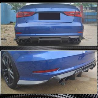 Накладки на задній бампер Flap (для S-Line Sedan 2012-2016, Карбон) Audi A3 2012-2020 рр. фото 3