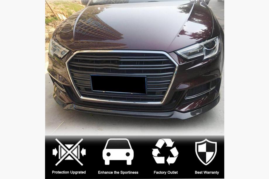 Audi A3 2012-2020 рр. Накладка на передній бампер Lip V1 (для S-Line 2017-2020 HB, Карбон) Фото 2
