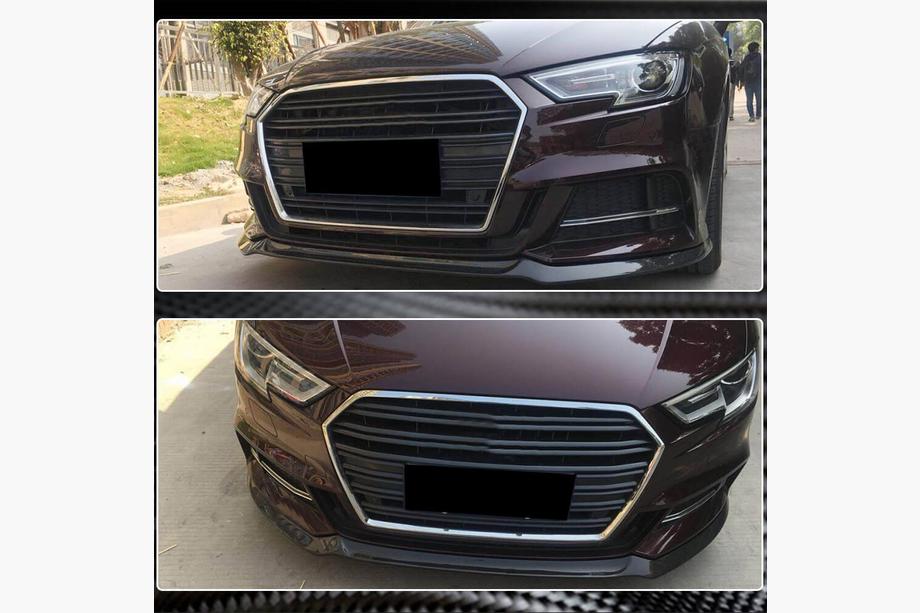 Audi A3 2012-2020 рр. Накладка на передній бампер Lip V1 (для S-Line 2017-2020 HB, Карбон) Фото 4