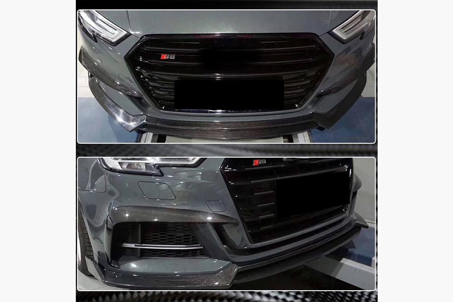 Audi A3 2012-2020 рр. Накладка на передній бампер Lip V4 (для S-Line Sedan 2017-2020, Карбон) Фото 4
