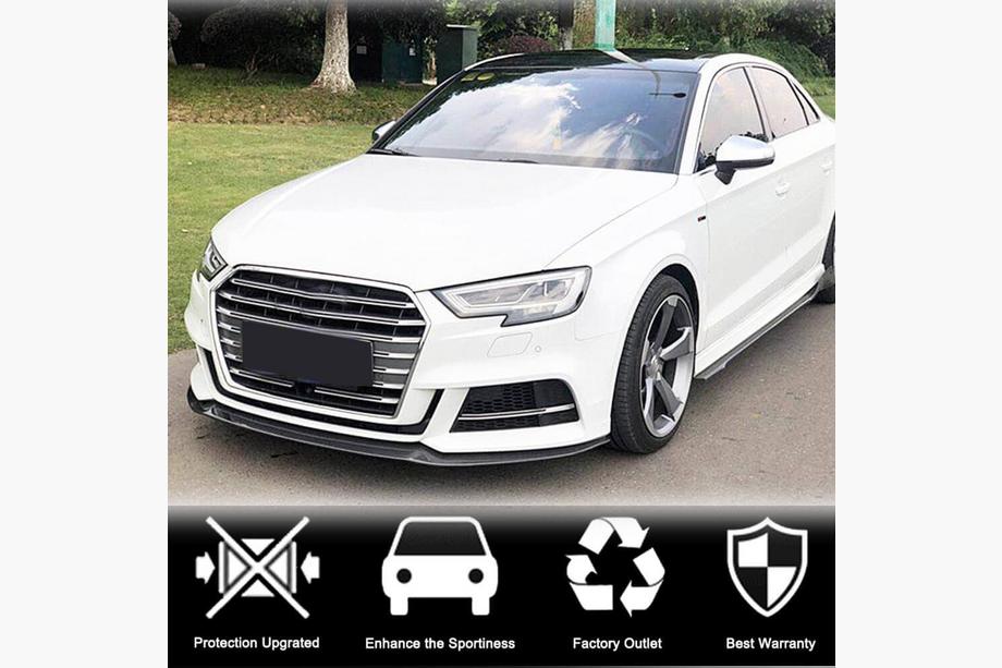 Audi A3 2012-2020 рр. Накладка на передній бампер Lip V3 (для S-Line Sedan 2017-2020, Карбон) Фото 2