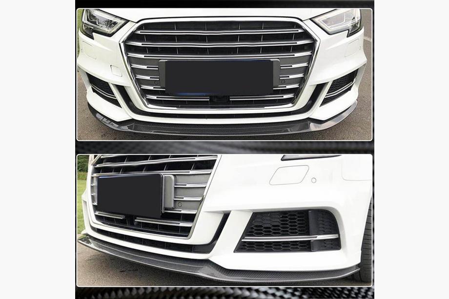 Audi A3 2012-2020 рр. Накладка на передній бампер Lip V3 (для S-Line Sedan 2017-2020, Карбон) Фото 3