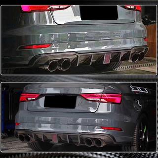 Дифузор заднього бампера V2 (для S-Line Sedan 2017-2020, Карбон) Audi A3 2012-2020 рр. фото 4