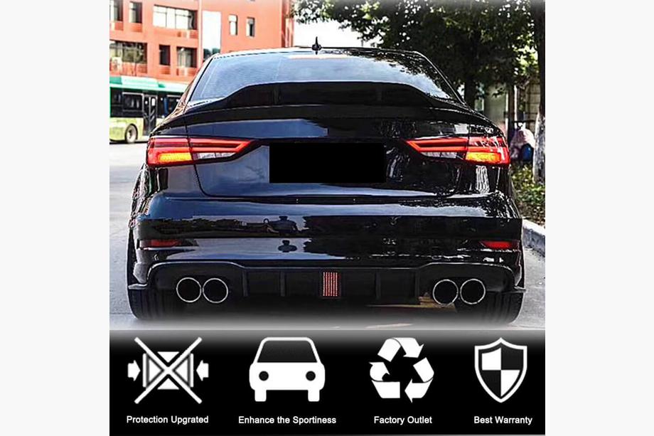Audi A3 2012-2020 рр. Дифузор заднього бампера V2 (для S-Line Sedan 2017-2020, Карбон) Фото 2