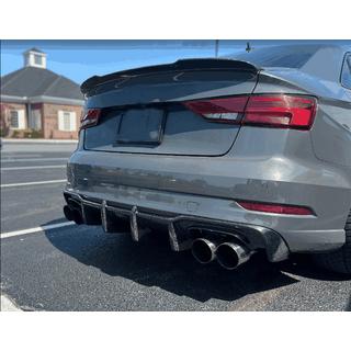 Дифузор заднього бампера V1 (для S-Line Sedan 2017-2020, Карбон) Audi A3 2012-2020 рр. фото 2