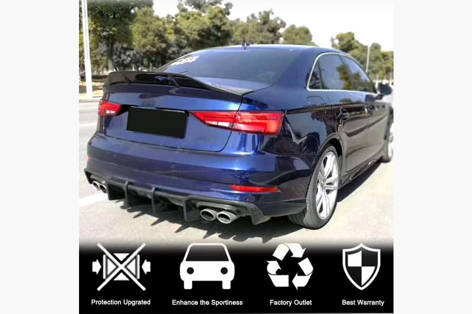 Audi A3 2012-2020 рр. Дифузор заднього бампера V1 (для S-Line Sedan 2017-2020, Карбон) Фото 4