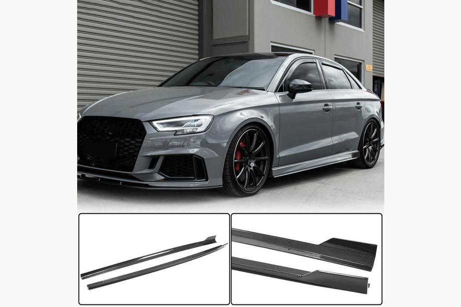 Audi A3 2012-2020 рр. Бокові пороги V1 (для S-Line Sedan, Карбон) Фото 2
