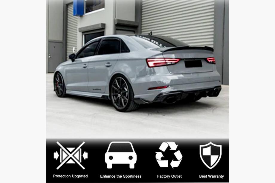 Audi A3 2012-2020 рр. Бокові пороги V1 (для S-Line Sedan, Карбон) Фото 4