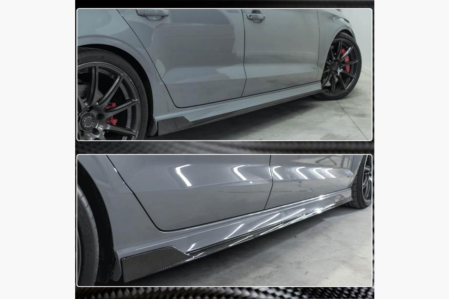 Audi A3 2012-2020 рр. Бокові пороги V1 (для S-Line Sedan, Карбон) Фото 5