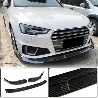 Накладка на передній бампер Lip V1 (для S-Line Sedan 2015-2019, Карбон) фото 1