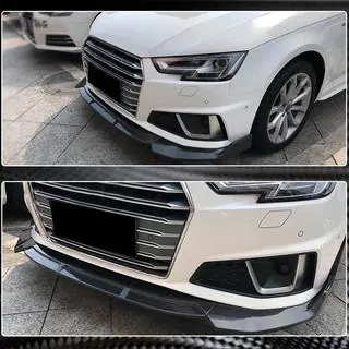 Накладка на передній бампер Lip V1 (для S-Line Sedan 2015-2019, Карбон) фото 4