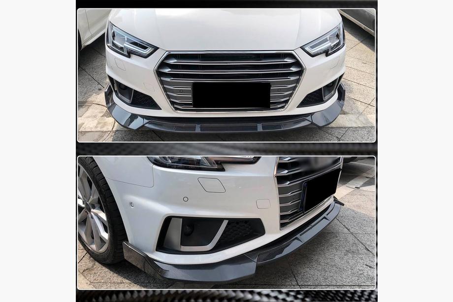 Audi A4 B9 2015-2024 рр. Накладка на передній бампер Lip V1 (для S-Line Sedan 2015-2019, Карбон) Фото 3