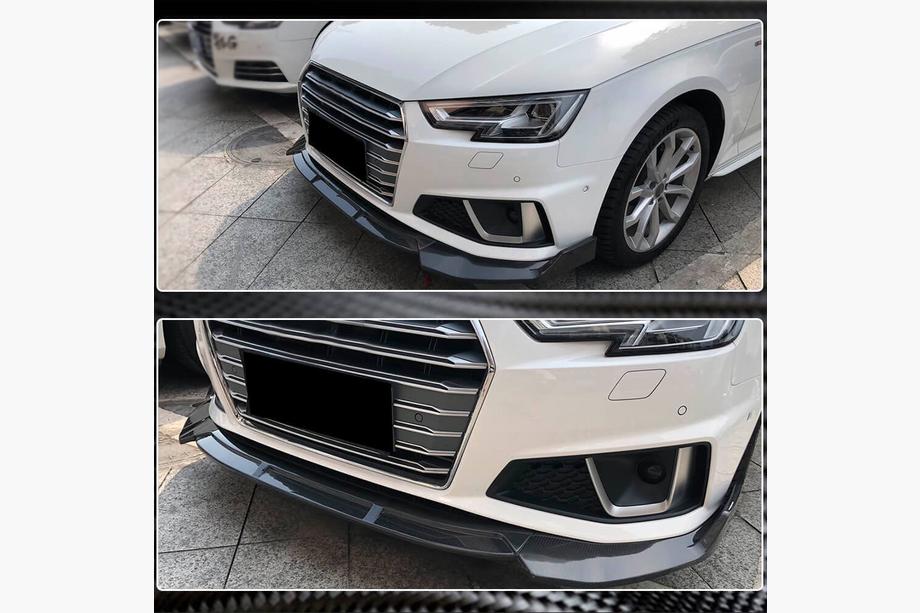 Audi A4 B9 2015-2024 рр. Накладка на передній бампер Lip V1 (для S-Line Sedan 2015-2019, Карбон) Фото 4