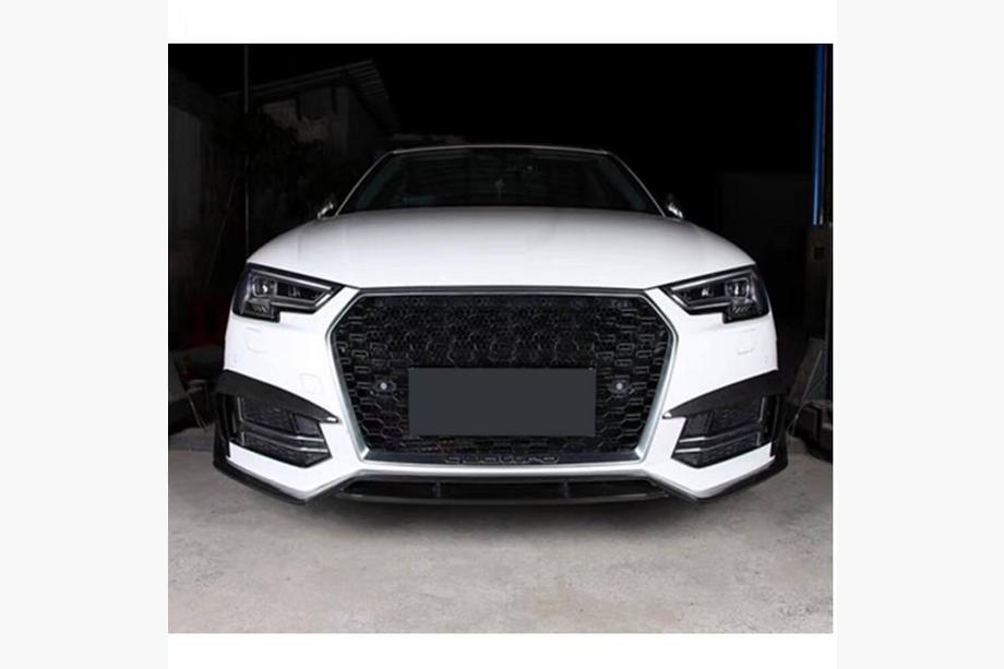 Audi A4 B9 2015-2024 рр. Накладка на передній бампер Lip V2 (для S-Line Sedan 2015-2019, Карбон) Фото 1