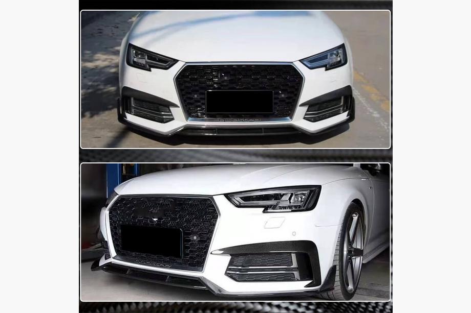 Audi A4 B9 2015-2024 рр. Накладка на передній бампер Lip V2 (для S-Line Sedan 2015-2019, Карбон) Фото 5