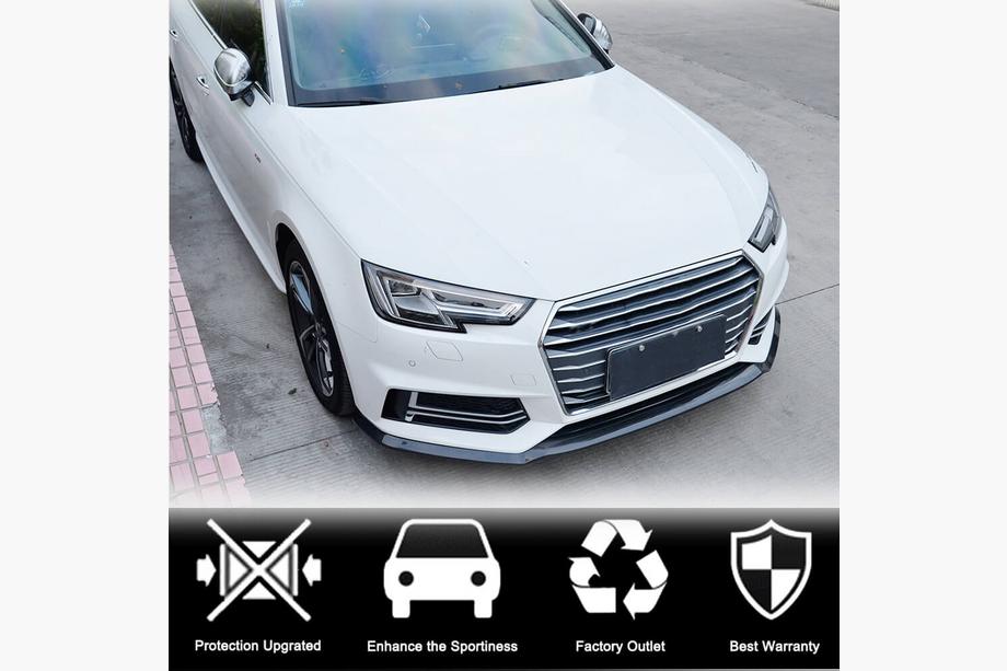 Audi A4 B9 2015-2024 рр. Накладка на передній бампер Lip V4 (для S-Line Sedan 2015-2019, Карбон) Фото 2