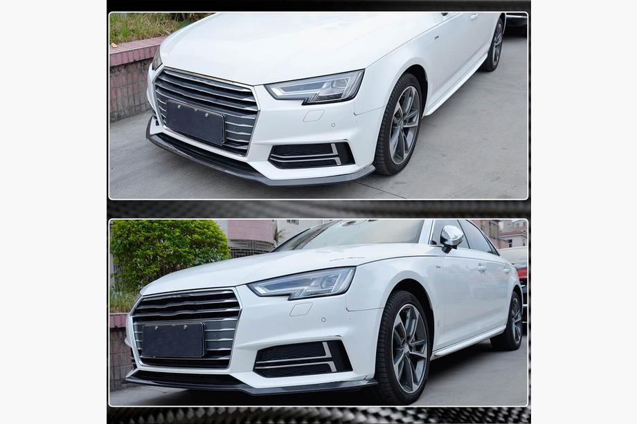 Audi A4 B9 2015-2024 рр. Накладка на передній бампер Lip V4 (для S-Line Sedan 2015-2019, Карбон) Фото 3